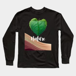 Love Nature No. 3: Green Valentine's Day on a Dark Background Long Sleeve T-Shirt